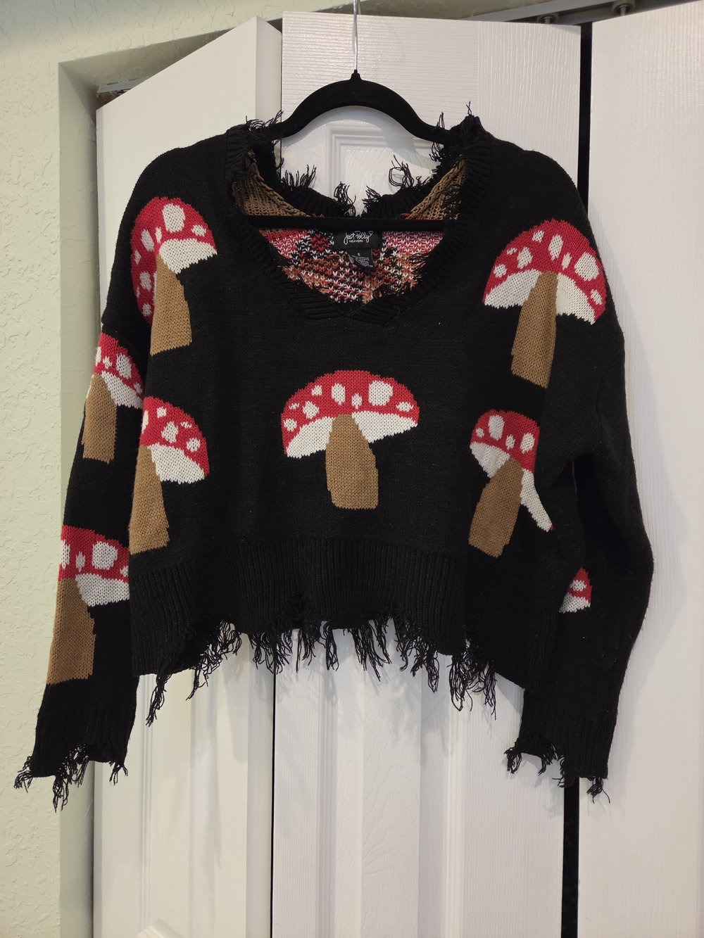 Black Distressed Mushroom Sweater
